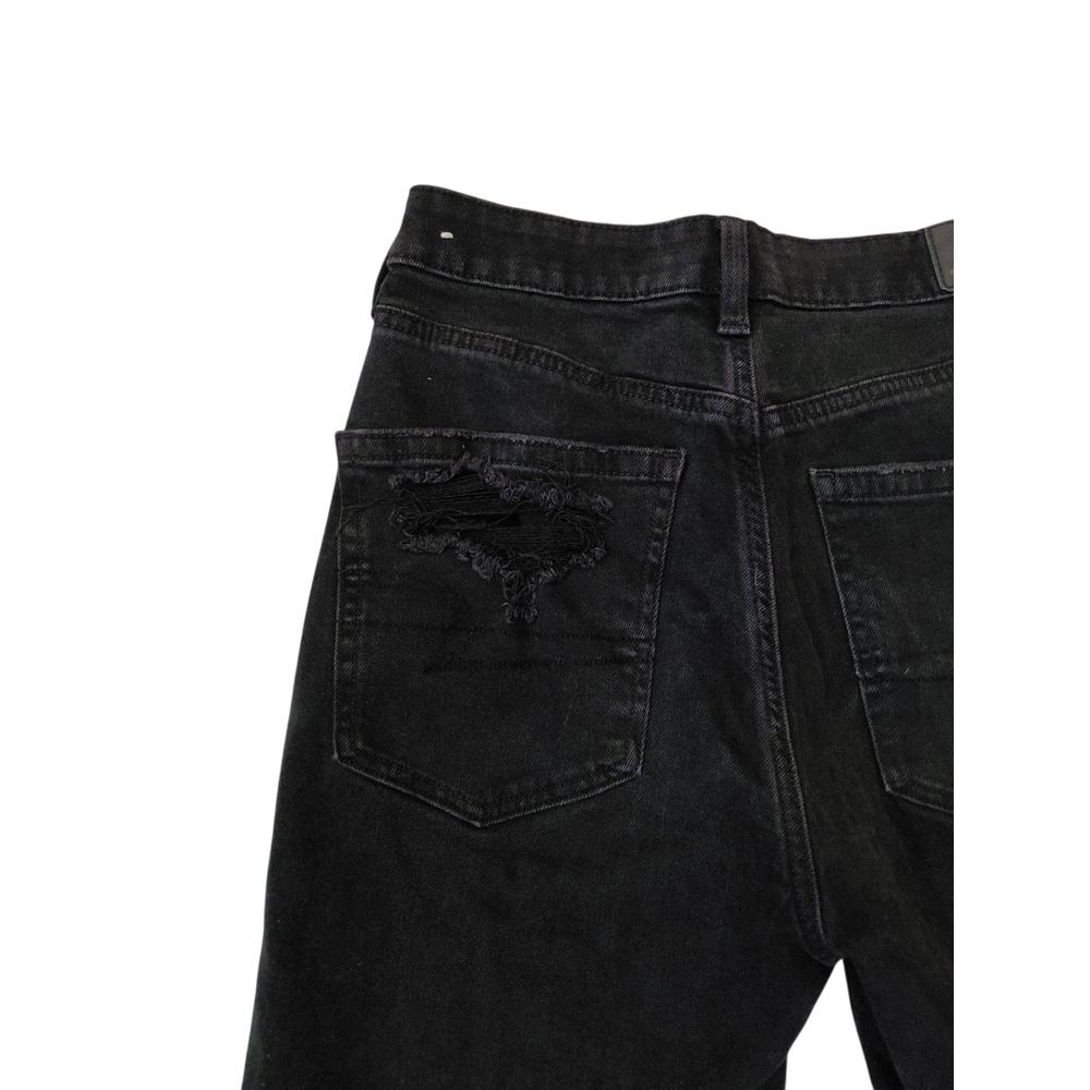 American Eagle Outfitters Women's High Rise Distressed Black Mom Jeans - Picture 6 of 9